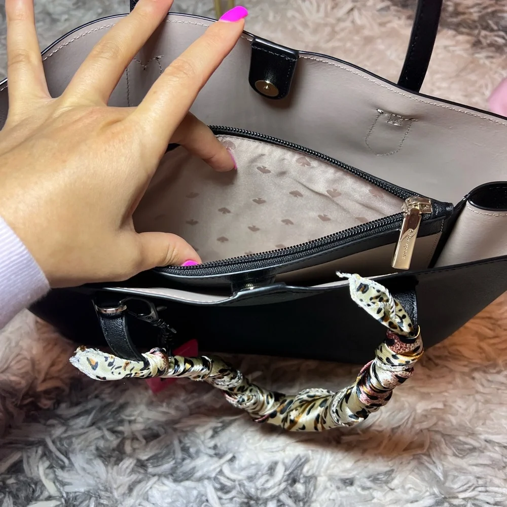 FREE GIFT WITH PURCHASE - Kate Spade Black Tote with Patterned Handle